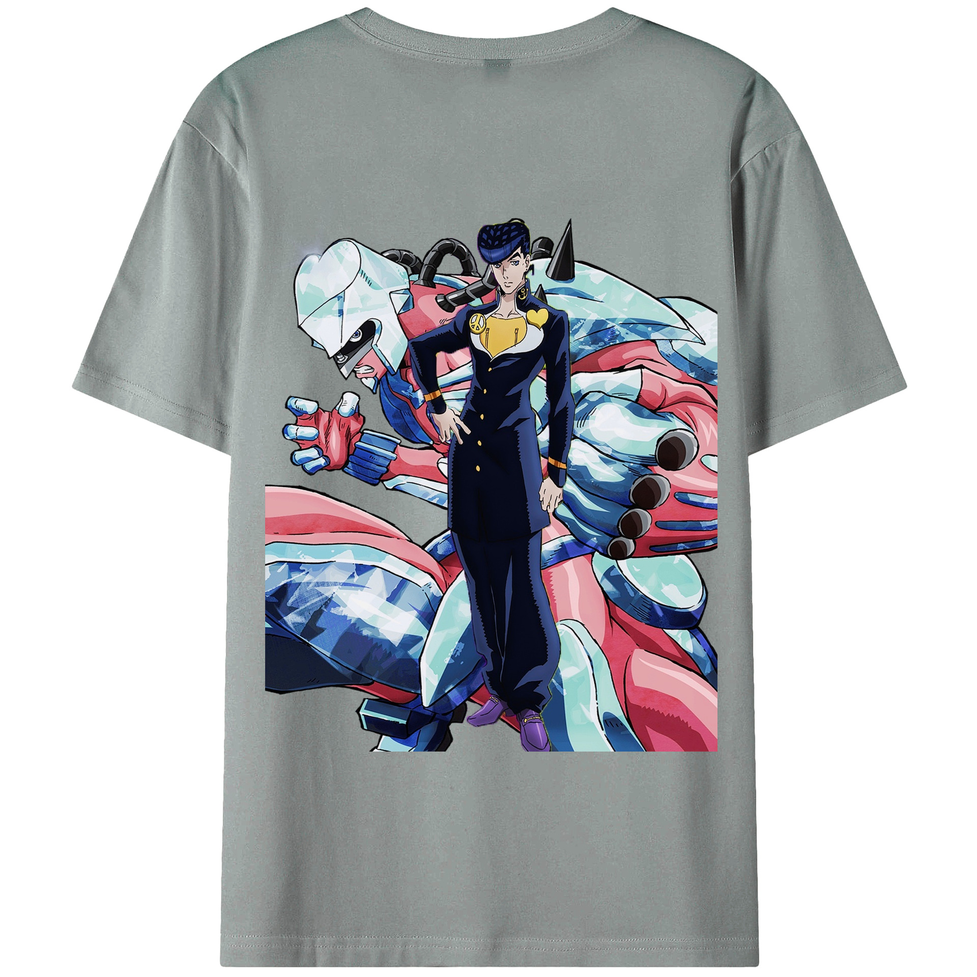 （画像用） ジョジョの奇妙な冒険 ひがしかた じょうすけ JoJo's Bizarre Adventure Higashikata Josuke 綿100％ メンズ半袖Tシャツ（バックプリント） 通気性